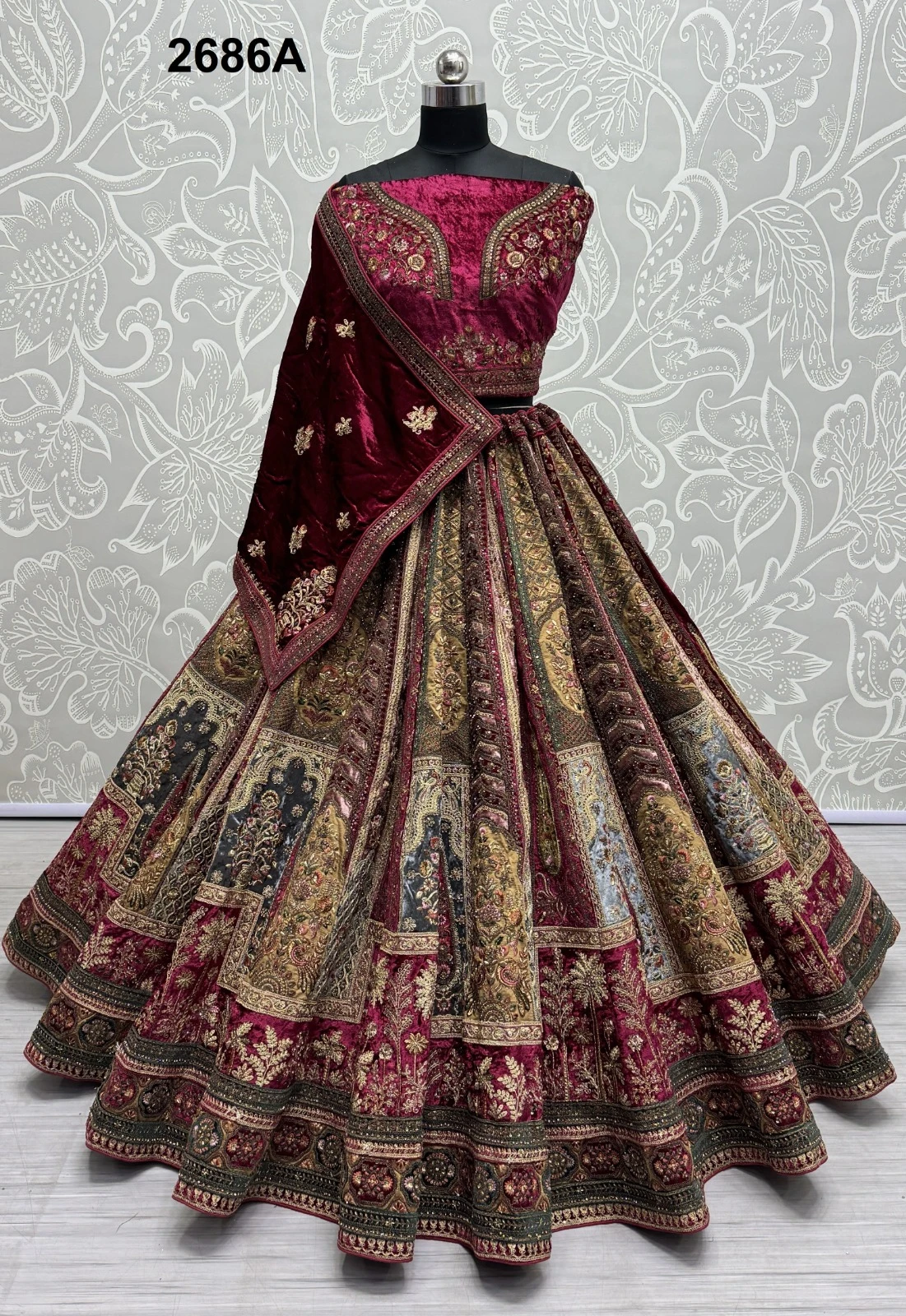 Anjani Art Designer Indian Bridal Velvet Lehenga Wholesale Catalog — Wholesale Lehenga, MPA wholesale from Surat - Gallery Image 9